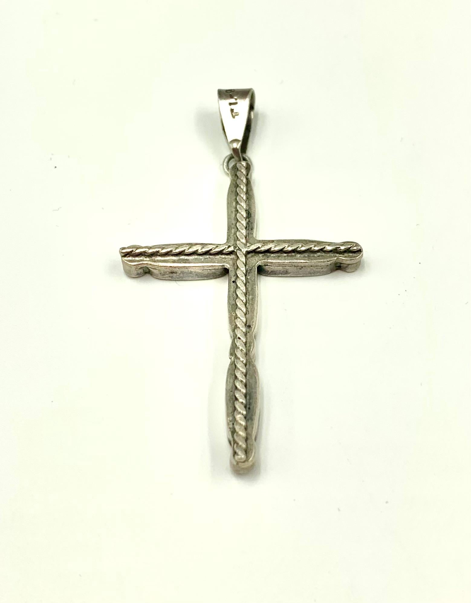 Vintage Mexican Modernist Sterling Silver Malachite Carnelian Lapis Lazuli Cross For Sale 2