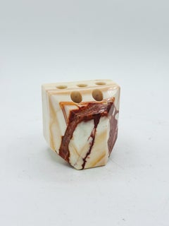 Vintage Mexican Onyx Geometric Pen Holder and Paperweight