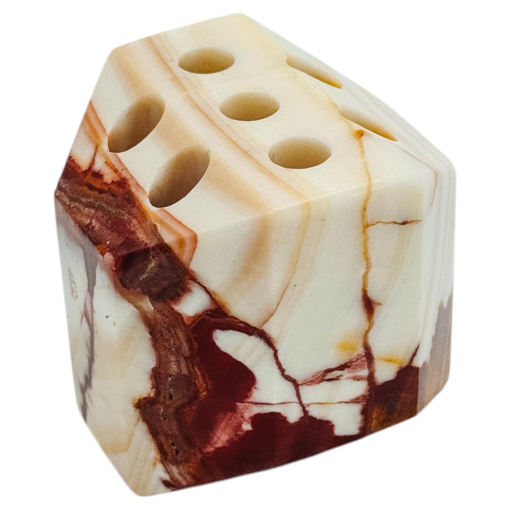 Vintage Mexican Onyx Geometrischer Stifthalter und Briefbeschwerer