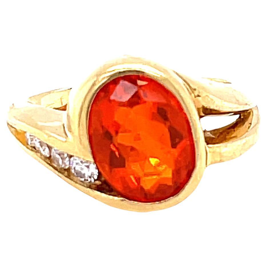 Vintage Mexican Opal Diamond 18 Karat Gold Ring
