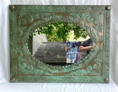 Vintage Mexican Punched or Pressed Tin Wall Mirror