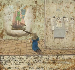 Vintage Mexican Religious Folk Art Ex-voto Retablo Arcangel San Miguel