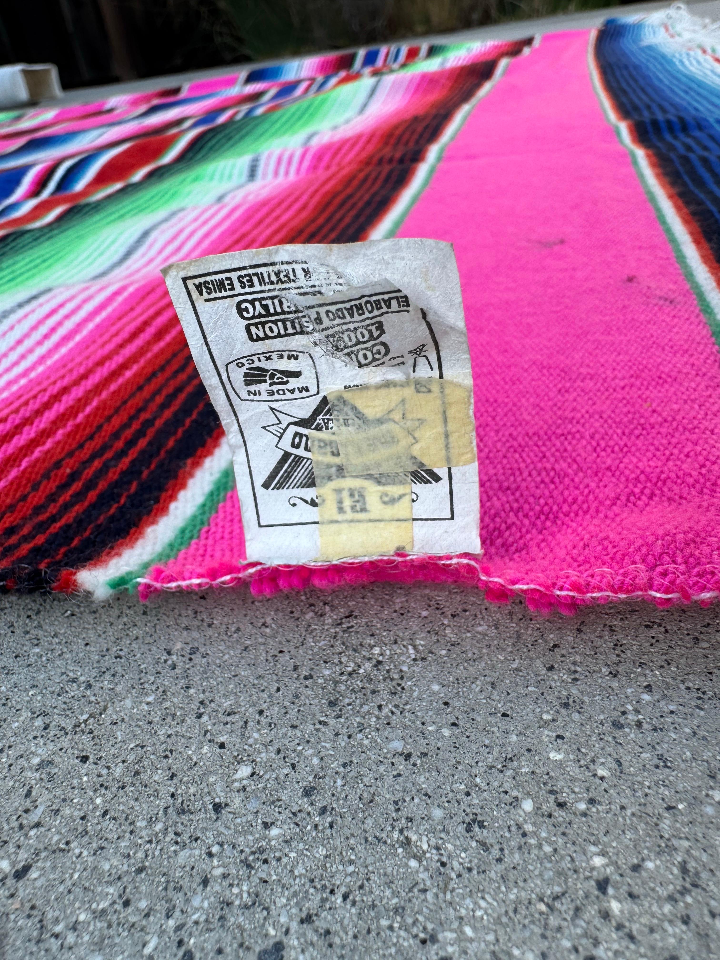 Coperta messicana vintage Serape a righe arcobaleno in vendita 3