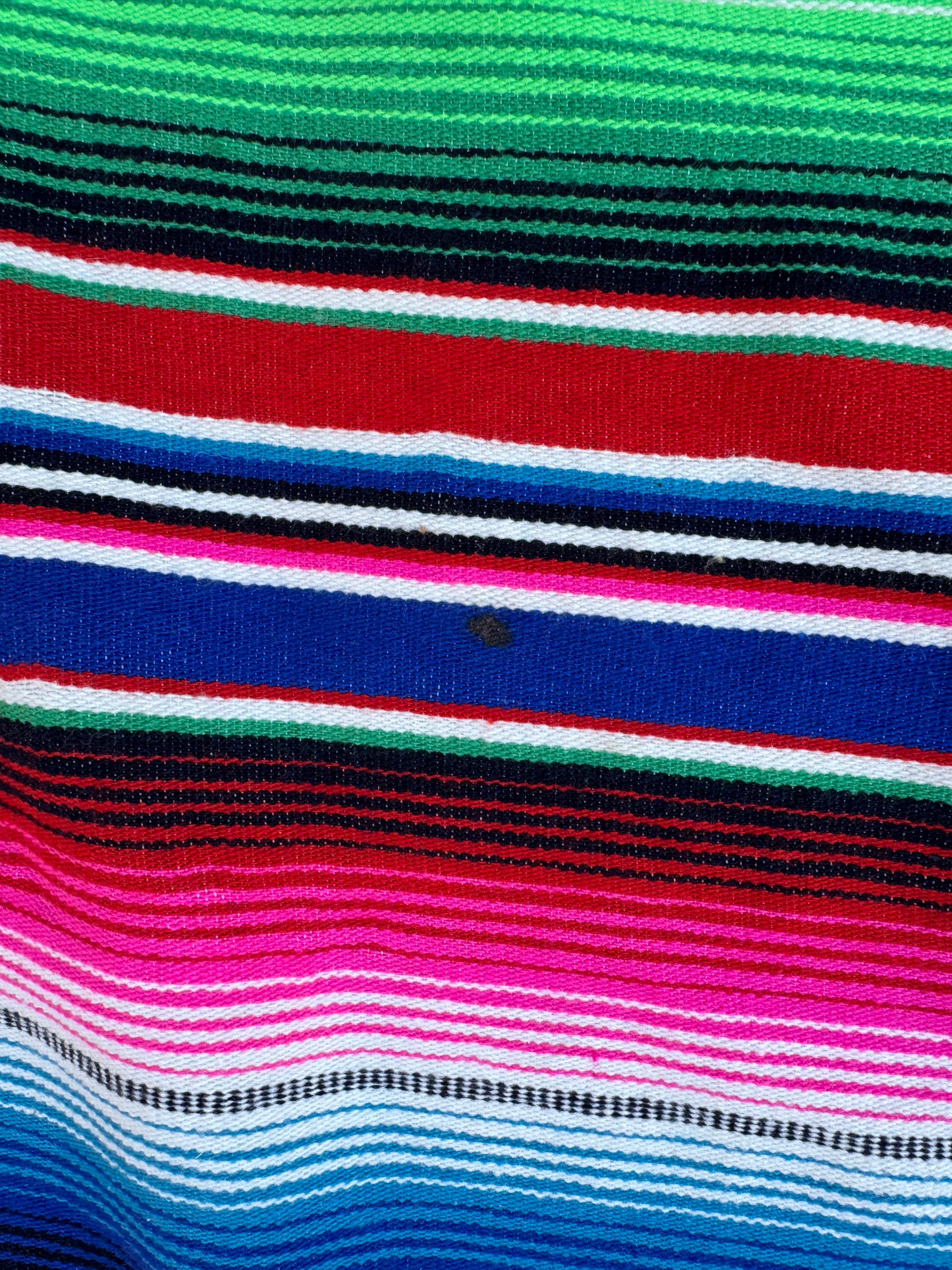 Messicano Coperta messicana vintage Serape a righe arcobaleno in vendita