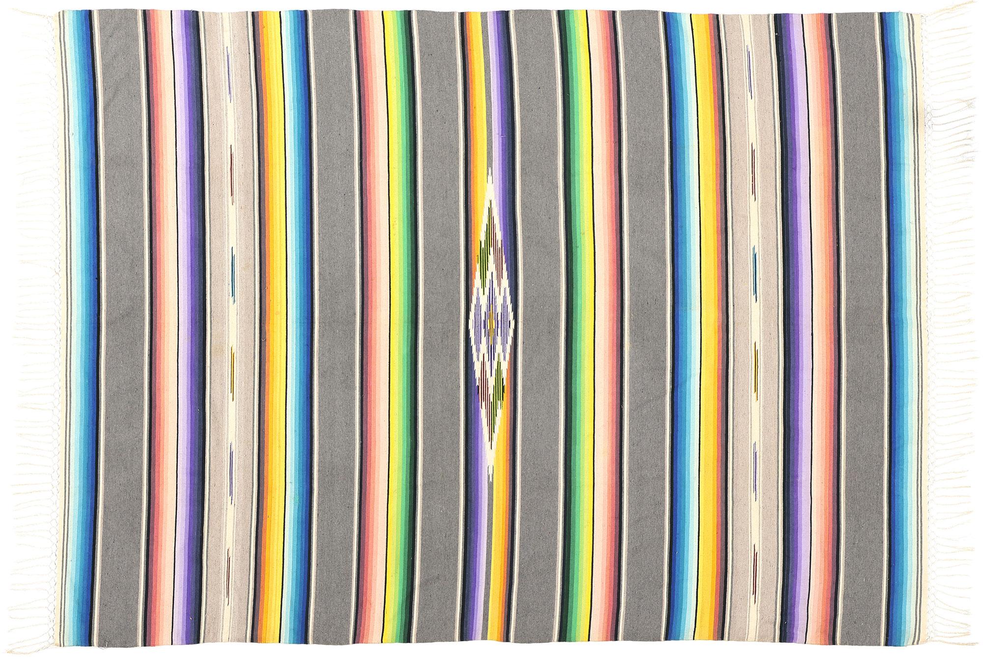 Vintage Mexican Serape Blanket Kilim Rug with Southwest Style 4