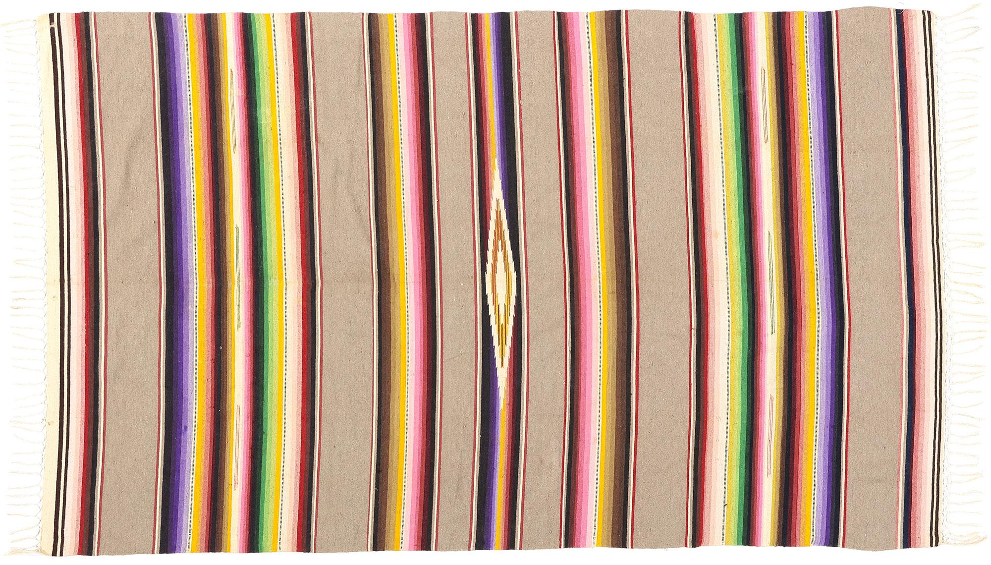 Tapis Kilim mexicain vintage en Serape avec style Sud-Ouest en vente 3