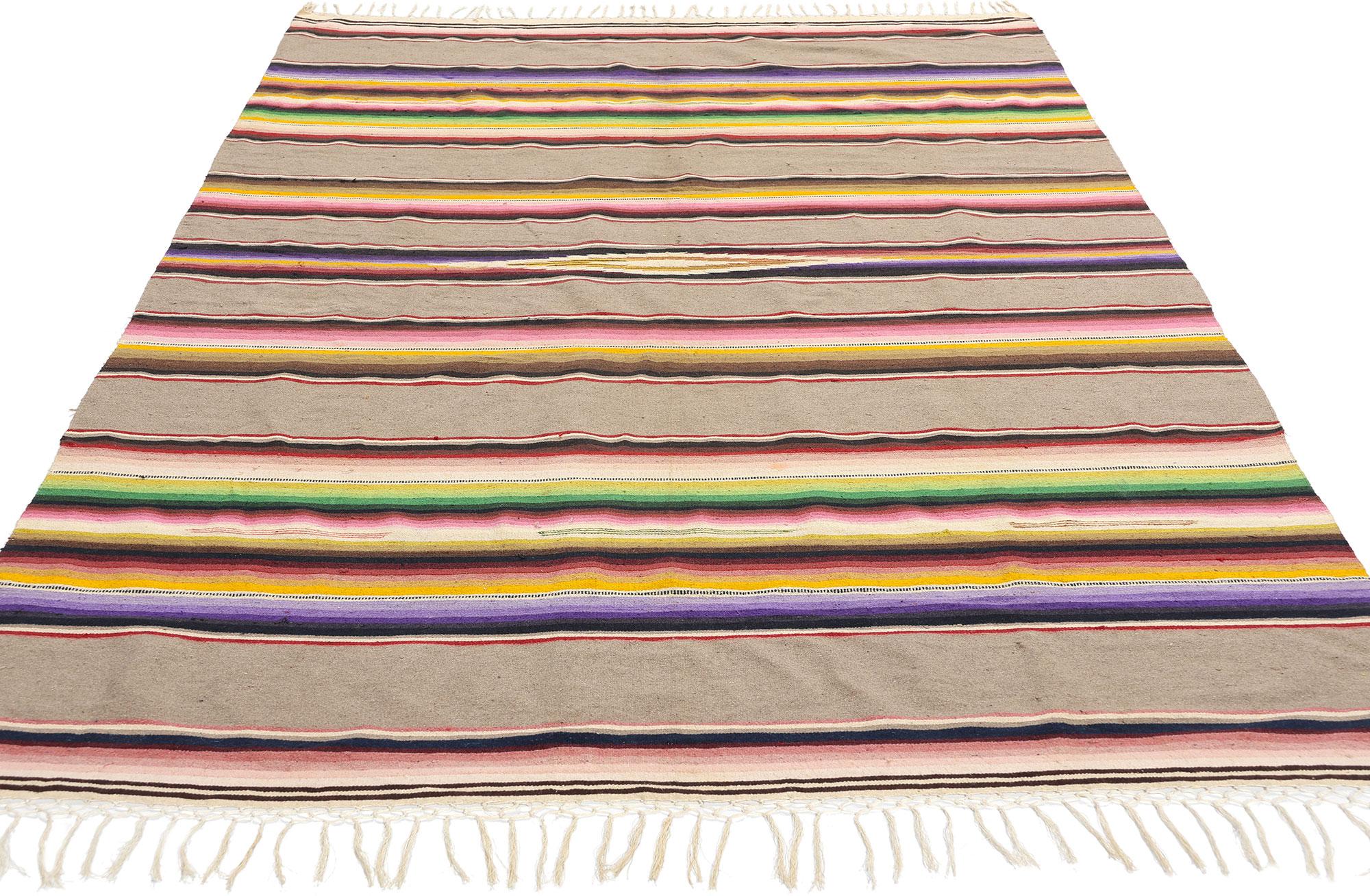 Mexicain Tapis Kilim mexicain vintage en Serape avec style Sud-Ouest en vente