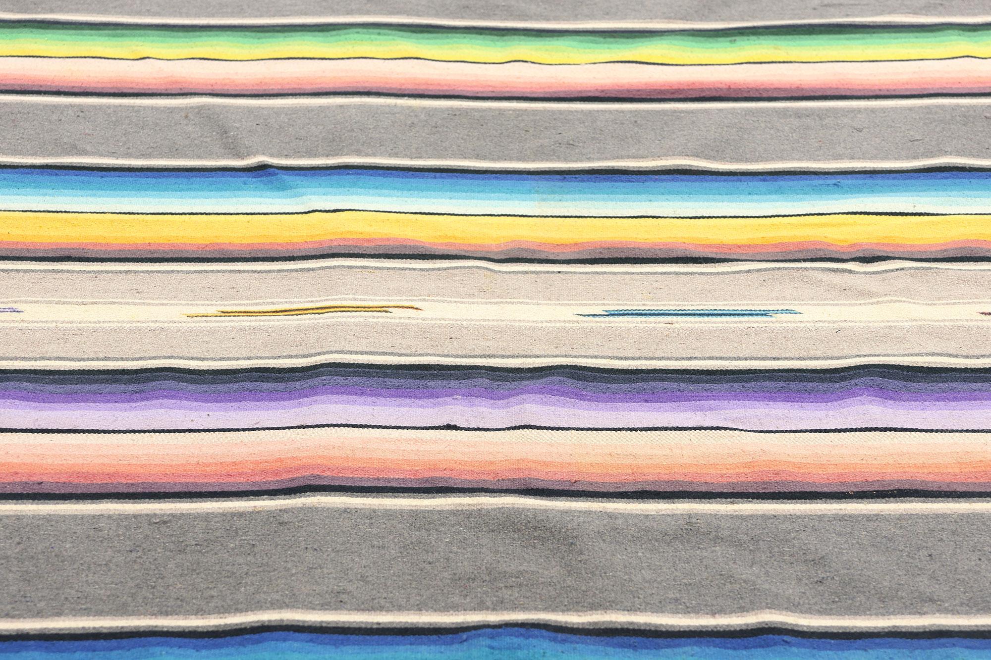 20th Century Vintage Mexican Serape Blanket Kilim Rug with Southwest Style