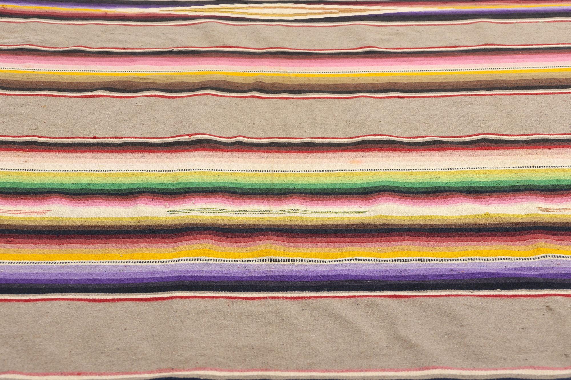 Tapis Kilim mexicain vintage en Serape avec style Sud-Ouest Bon état - En vente à Dallas, TX