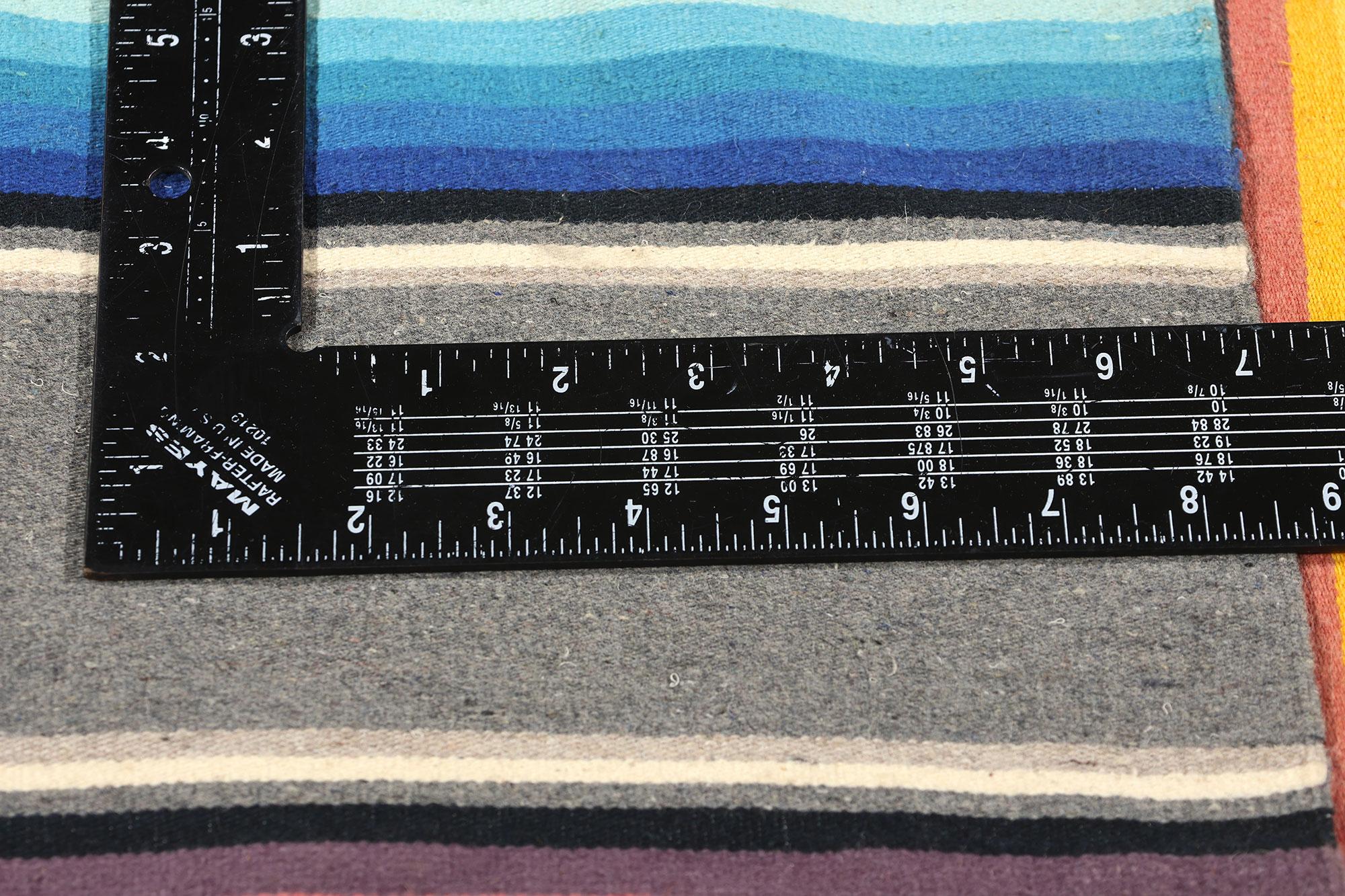 Wool Vintage Mexican Serape Blanket Kilim Rug with Southwest Style