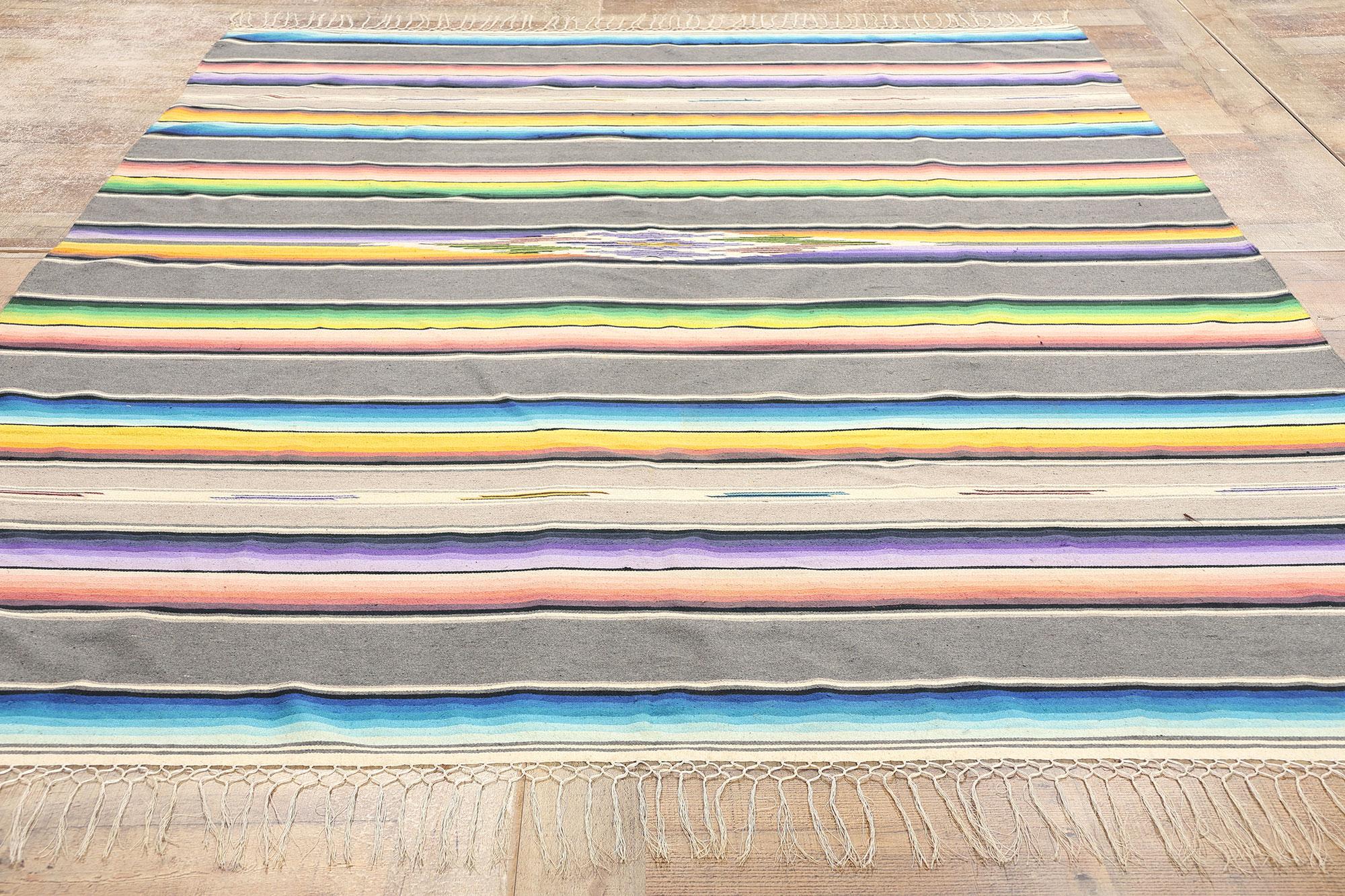 Vintage Mexican Serape Blanket Kilim Rug with Southwest Style 2