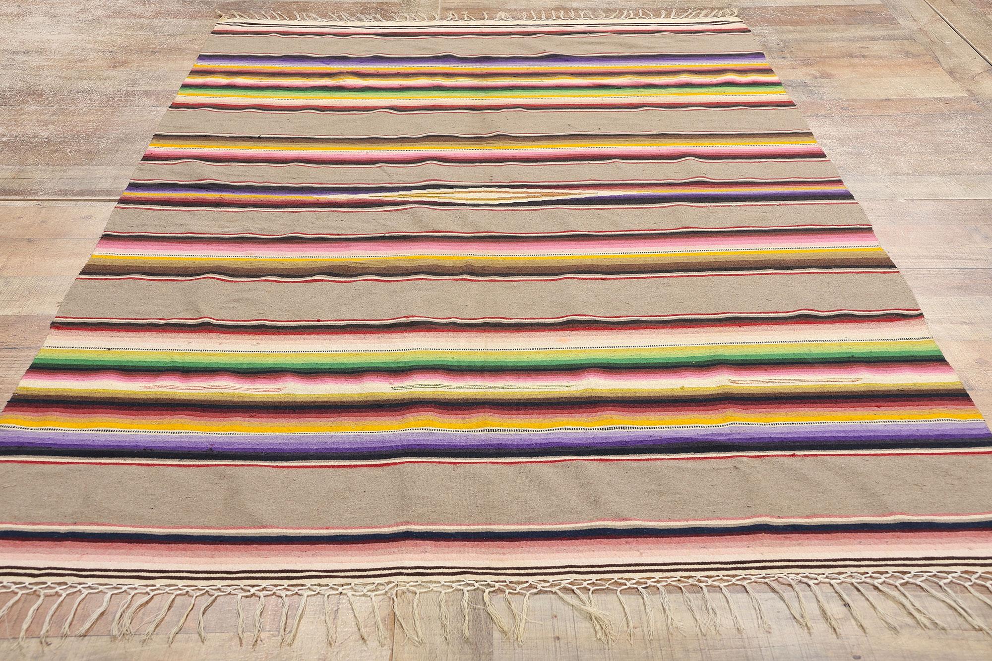 Tapis Kilim mexicain vintage en Serape avec style Sud-Ouest en vente 1