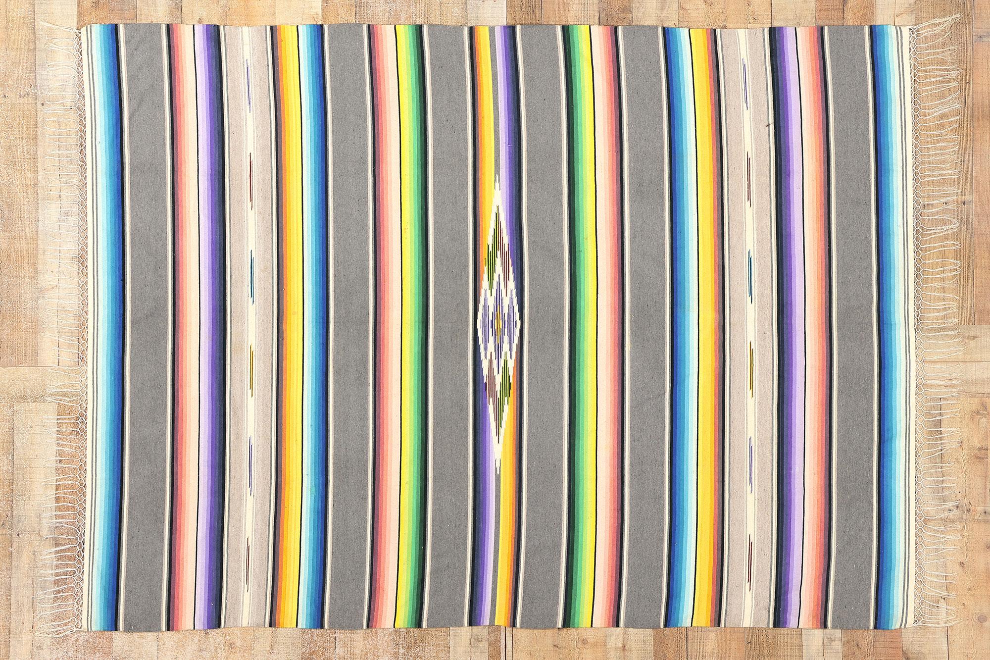 Vintage Mexican Serape Blanket Kilim Rug with Southwest Style 3