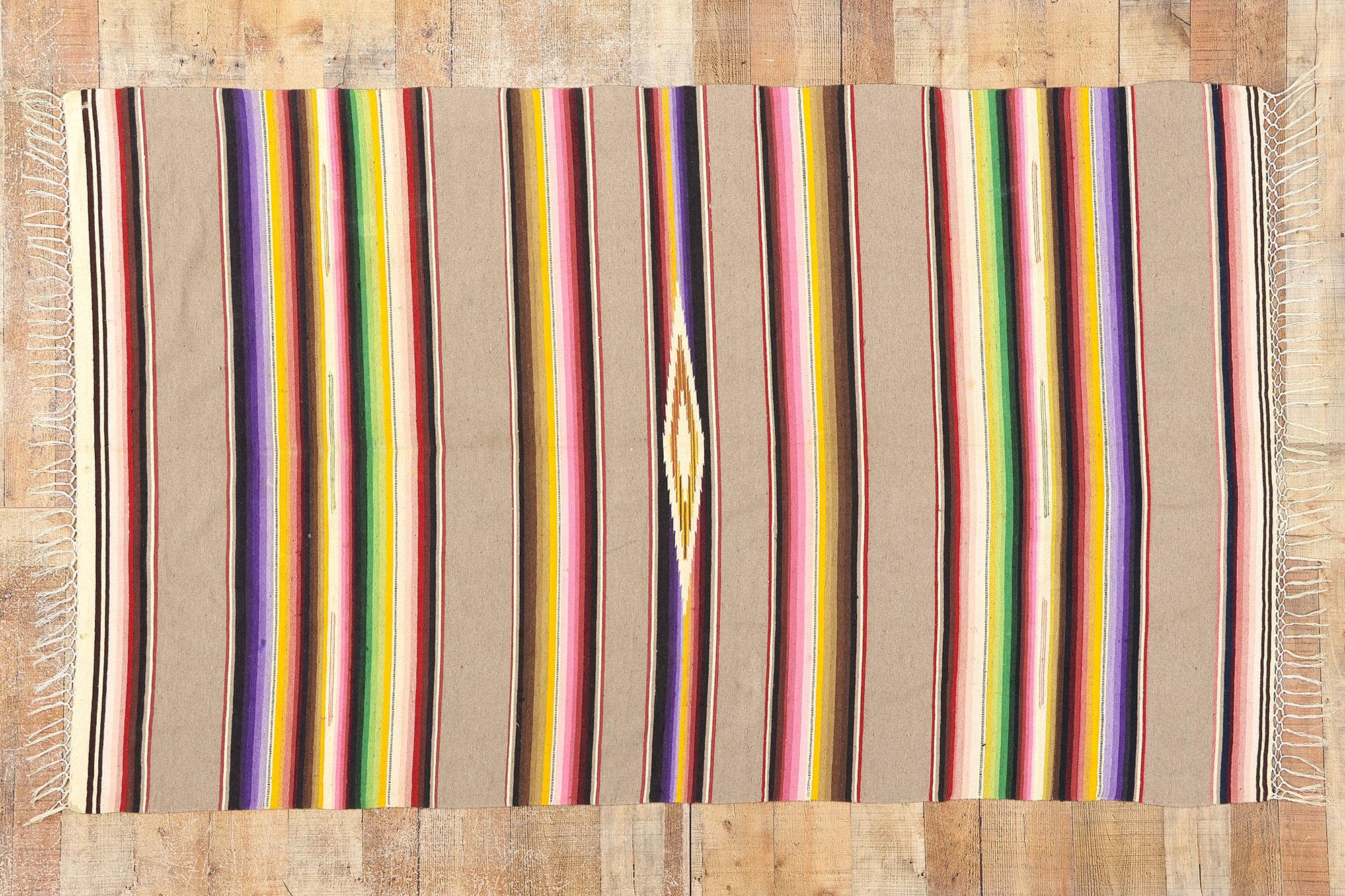 Tapis Kilim mexicain vintage en Serape avec style Sud-Ouest en vente 2