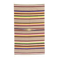 Retro Mexican Serape Blanket Kilim Rug with Southwest Style