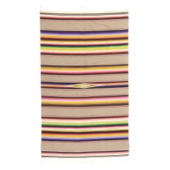 Vintage Mexican Serape Blanket Kilim Rug with Southwest Style