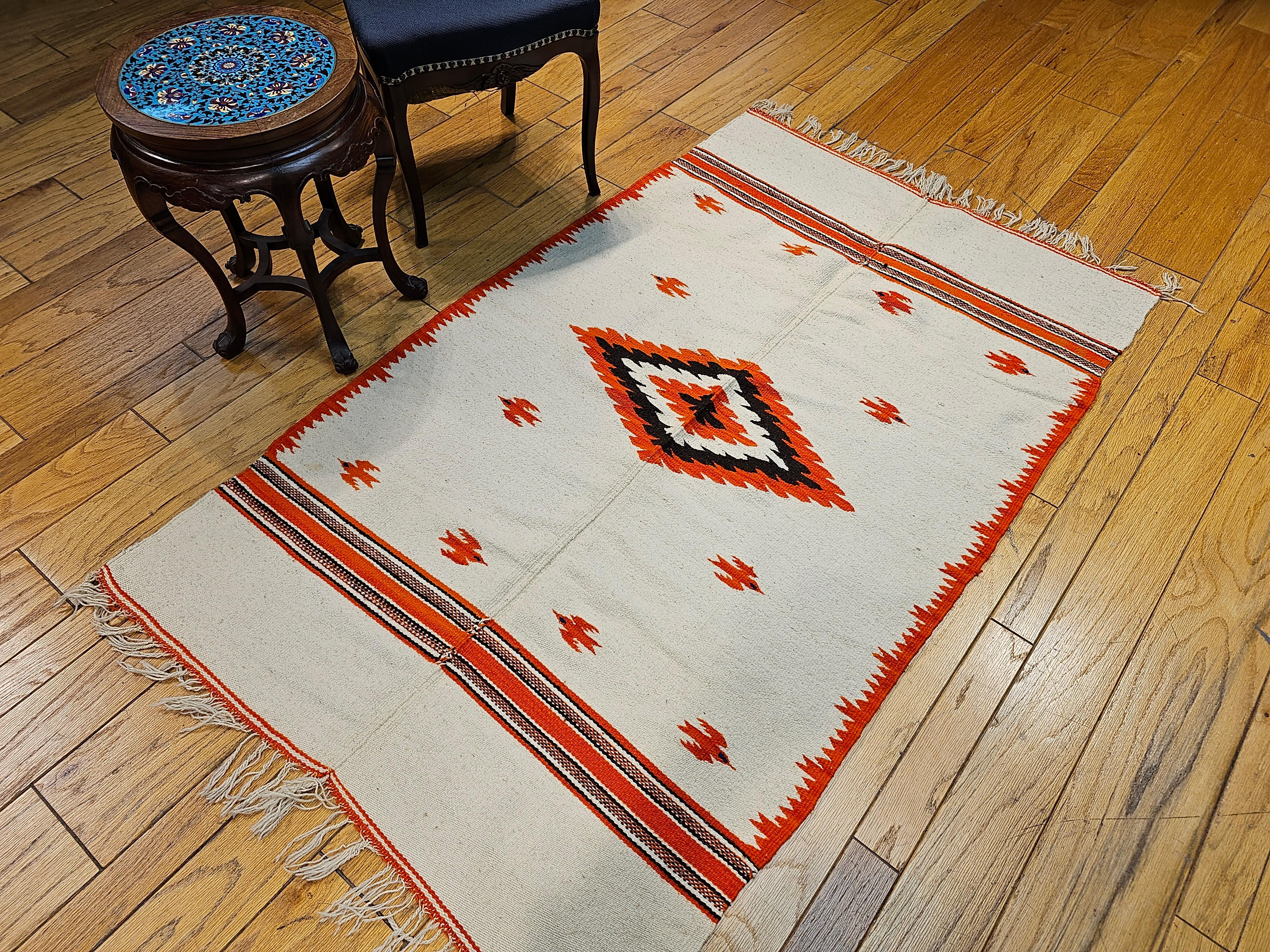 Vintage Mexican Serape Saltillo Kilim Rug with Mythical Bird Designs For Sale 6