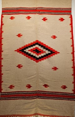 Vintage Mexican Serape Saltillo Kilim Rug with Mythical Birds in Ivory, Brown
