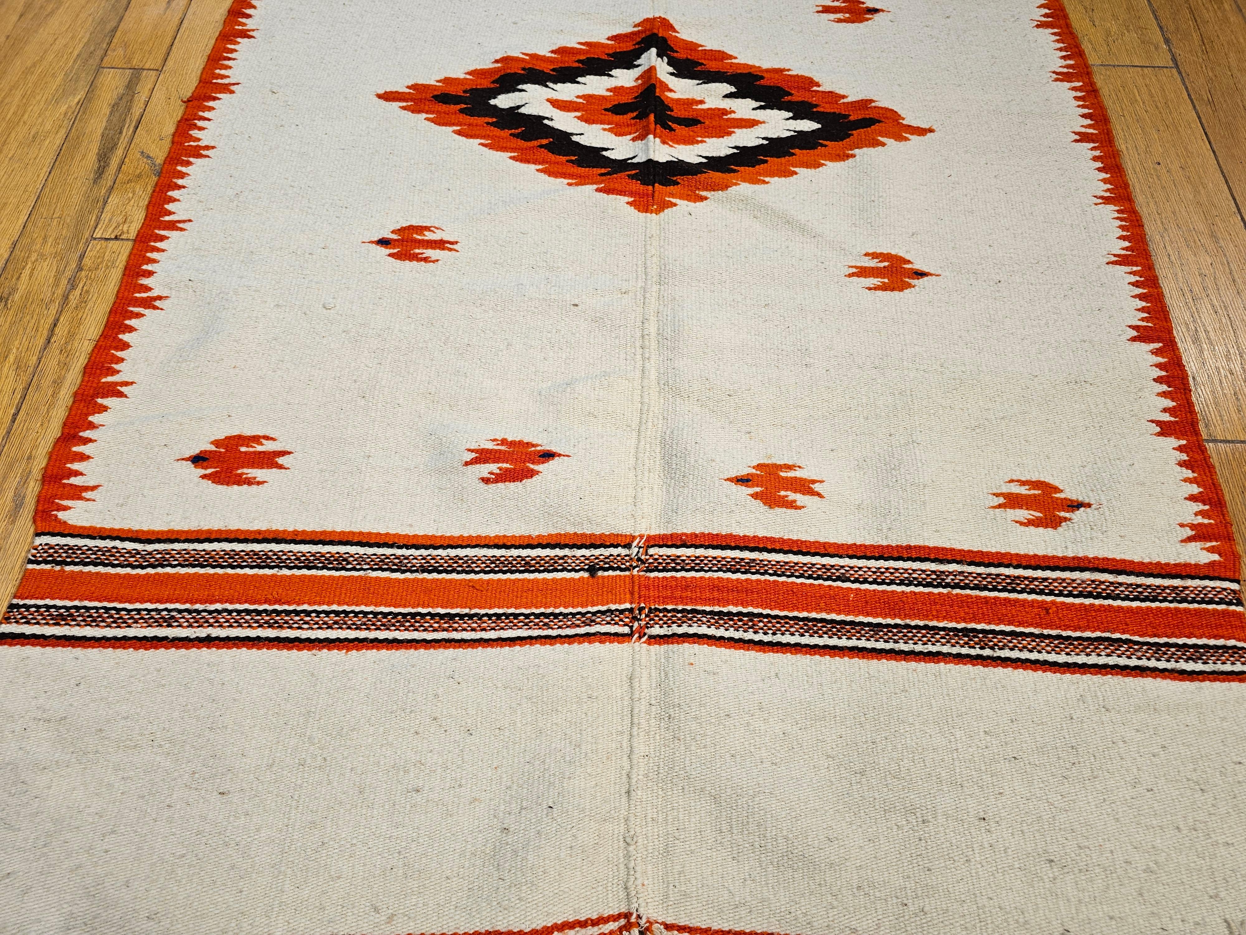 20th Century Vintage Mexican Serape Saltillo Kilim Rug with Mythical Bird Designs For Sale