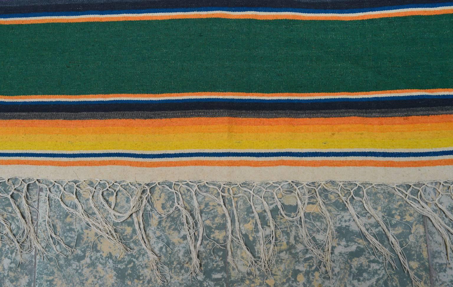 Woven Vintage Mexican Serape Textile For Sale