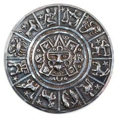 Vintage Mexican Silver Detailed Zodiac Brooch and Pendant