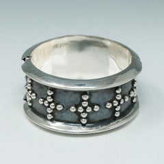 Vintage Mexican Silver Dotted Cross Clamper Bracelet