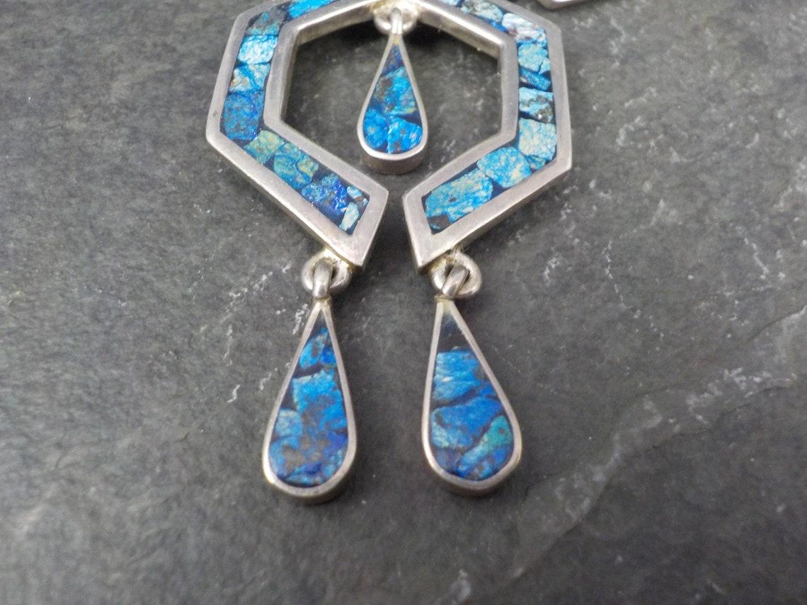 Mexikanische Vintage-Halskette aus Silber mit Sodalit-Intarsien im Zustand „Gut“ im Angebot in Webster, SD