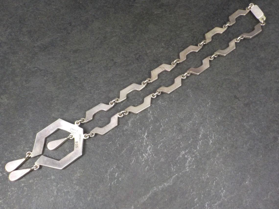 Mexikanische Vintage-Halskette aus Silber mit Sodalit-Intarsien im Angebot 3