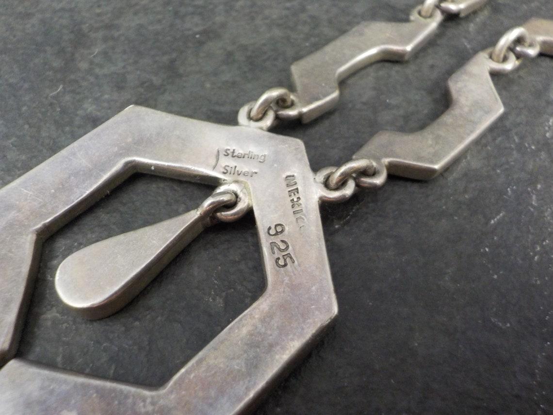Mexikanische Vintage-Halskette aus Silber mit Sodalit-Intarsien im Angebot 4