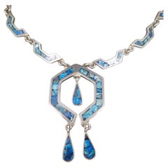 Collier mexicain vintage incrusté de sodalite