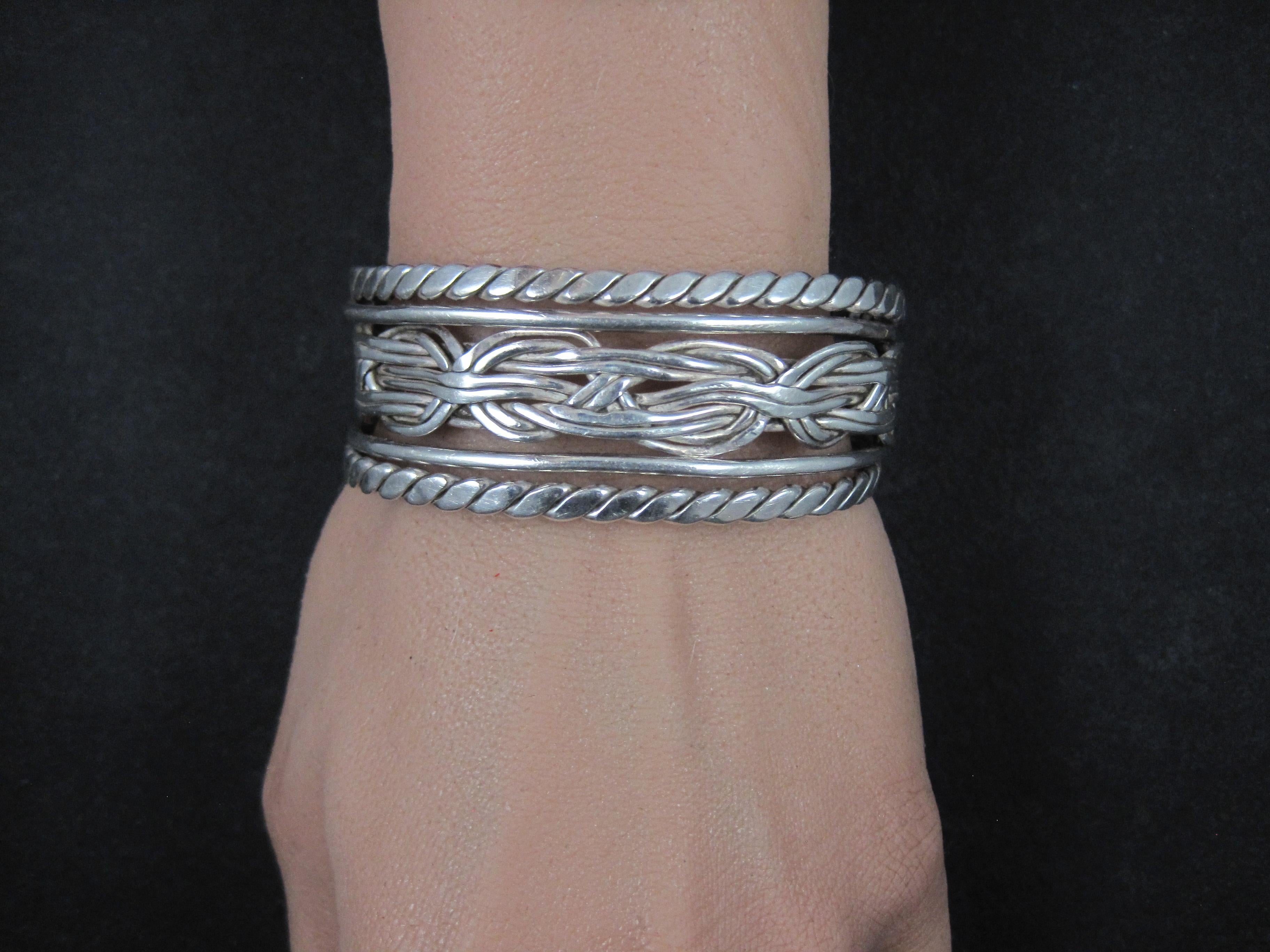 Bracciale messicano d'epoca in argento da 6,5 pollici in vendita 5