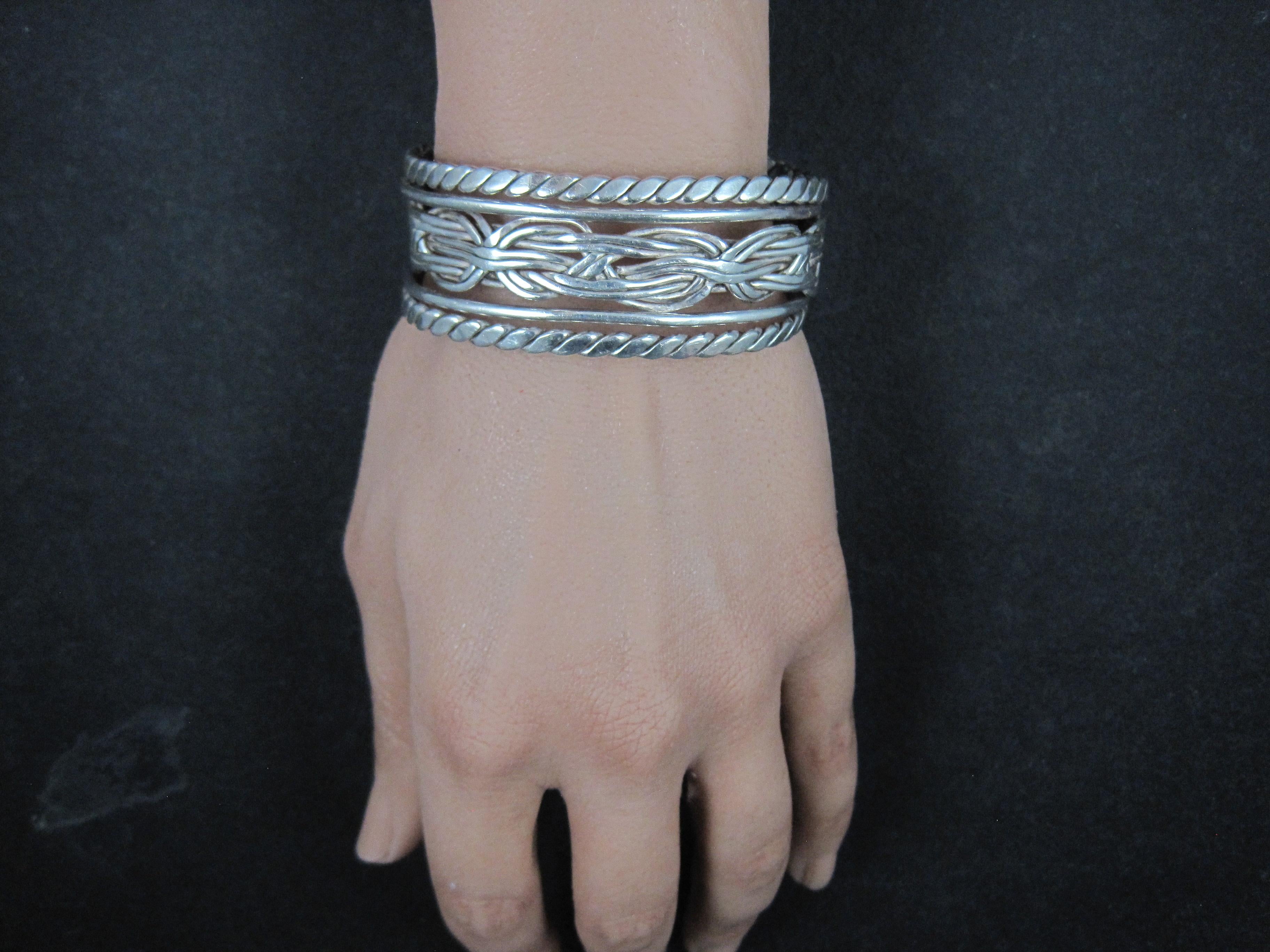 Bracciale messicano d'epoca in argento da 6,5 pollici in vendita 6