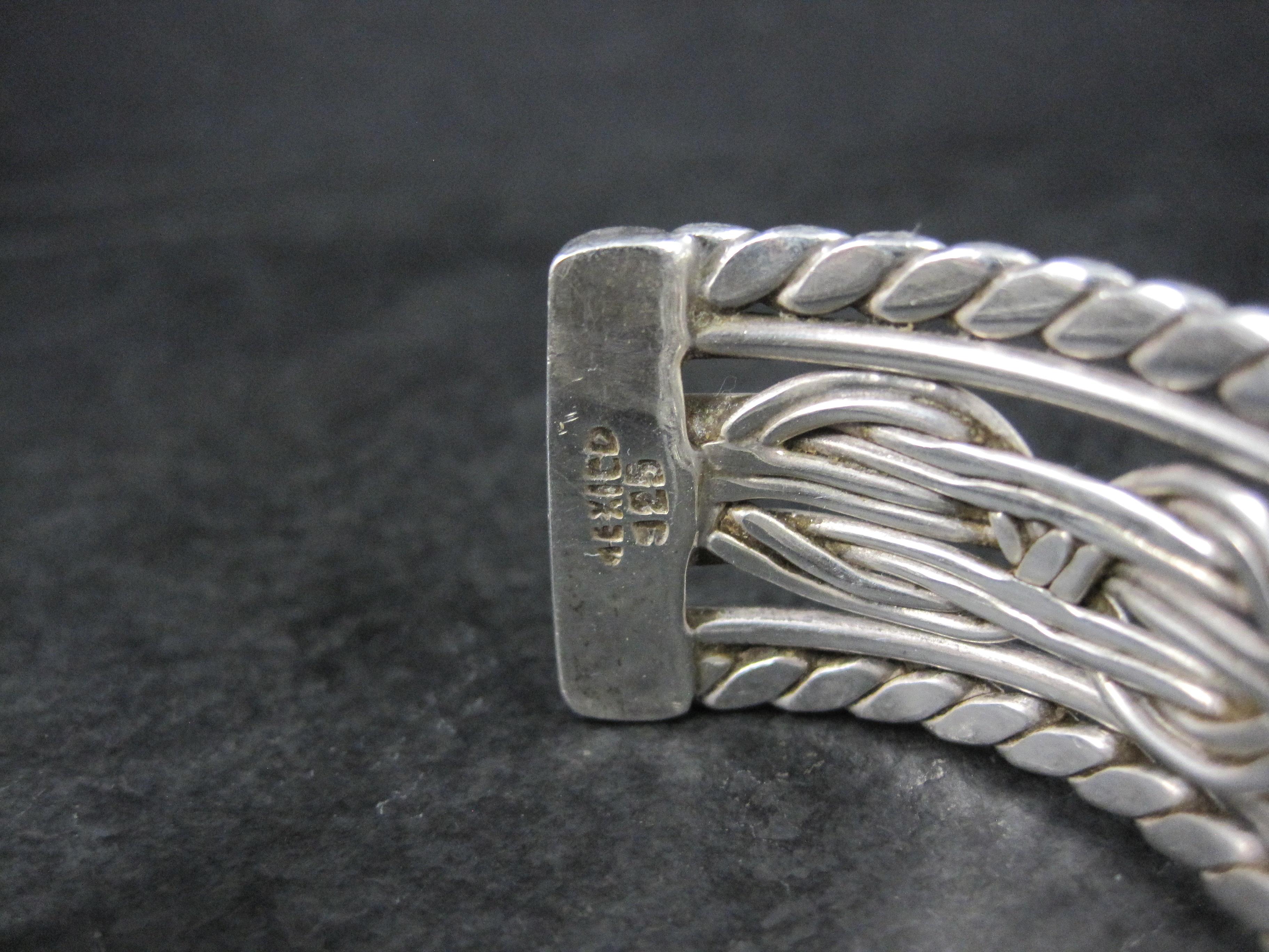 Bracciale messicano d'epoca in argento da 6,5 pollici in vendita 4