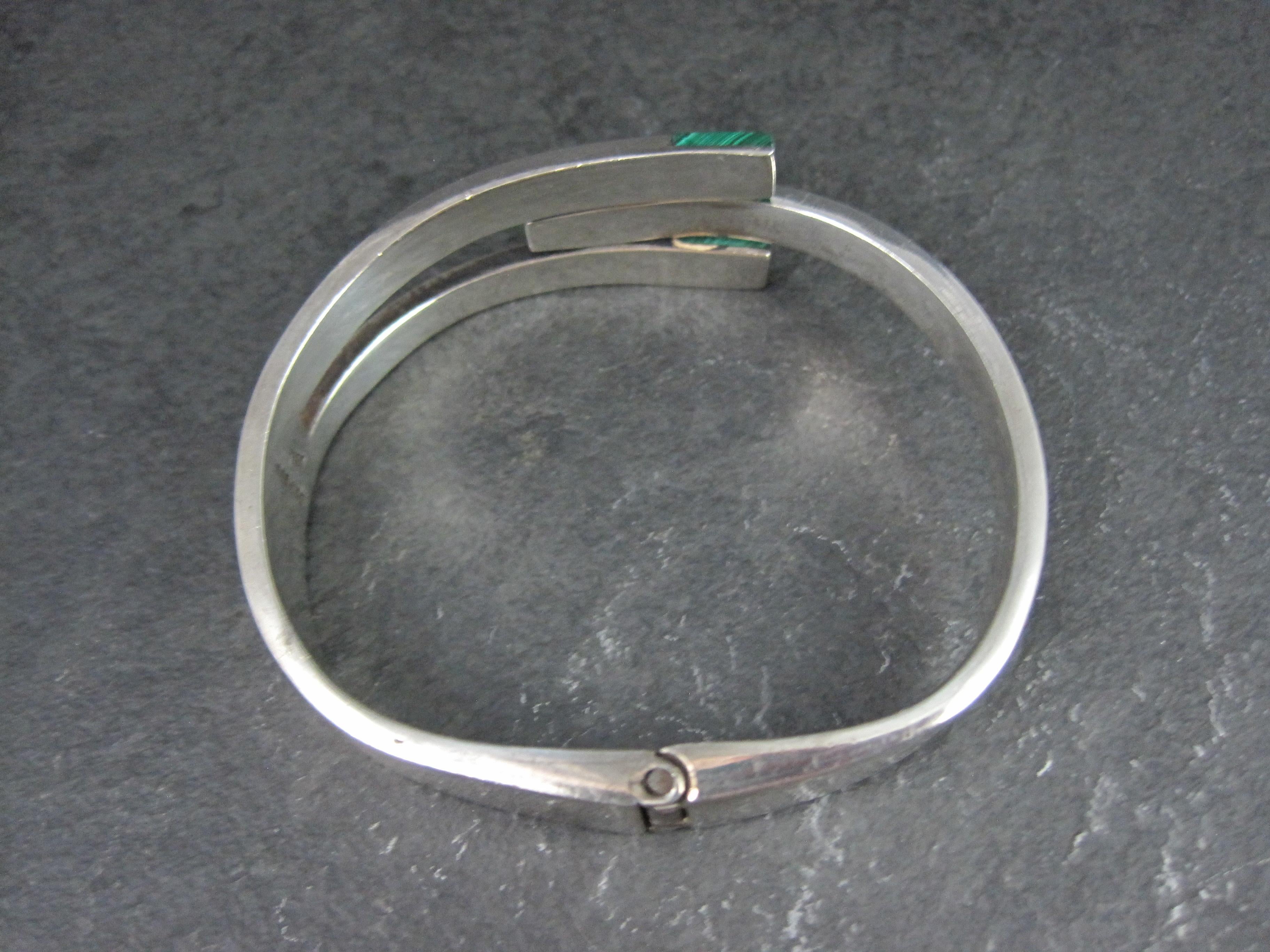 Bracciale Clamper messicano d'epoca in malachite, 6,5