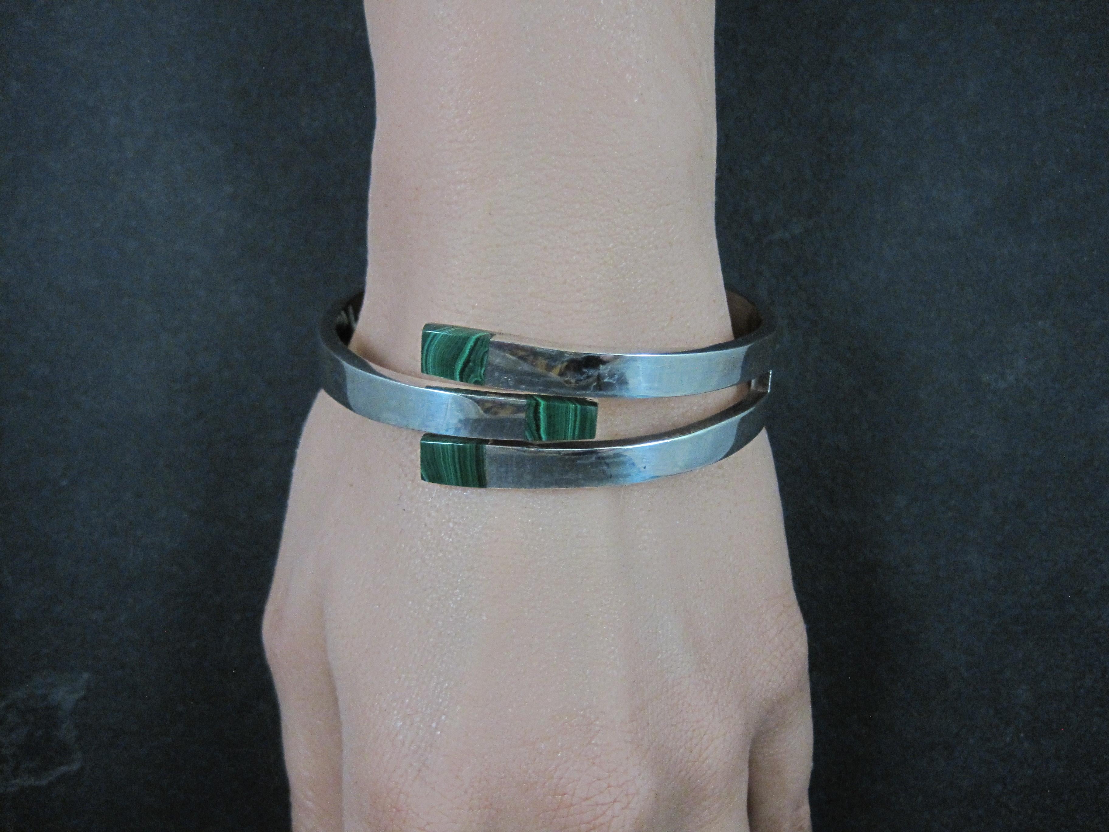 Bracciale Clamper messicano d'epoca in malachite, 6,5