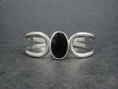 Vintage Mexican Sterling Onyx Cuff Bracelet 7"