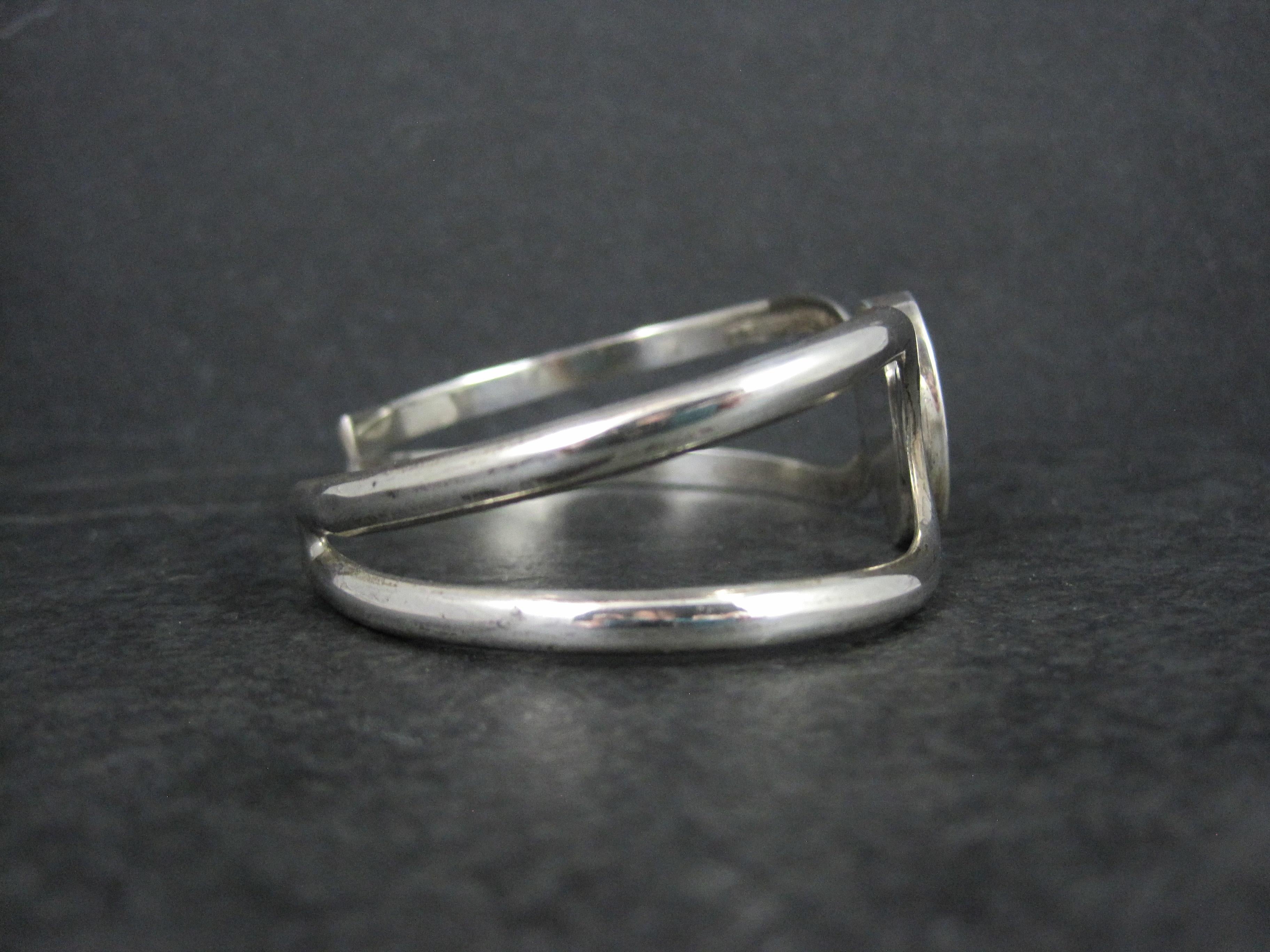 Taglio ovale Bracciale messicano d'epoca in onice sterling da 7 pollici in vendita