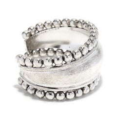 Vintage Mexican Sterling Silver Beaded Cuff Bracelet