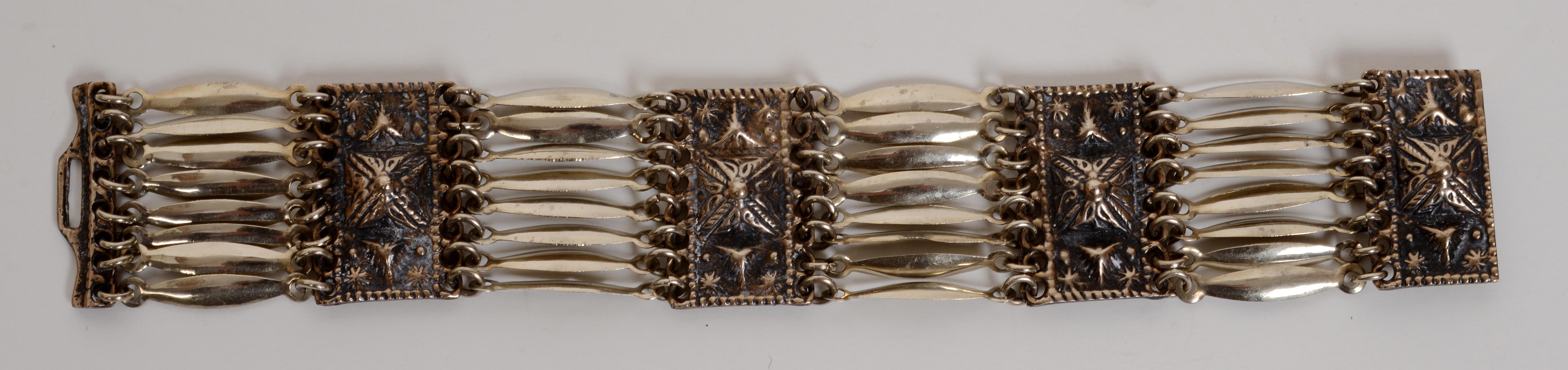 Mexikanischer Vintage-Gürtel und Armband aus Sterlingsilber im Zustand „Hervorragend“ im Angebot in valatie, NY