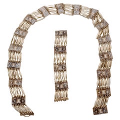 Cinturón y pulsera vintage mexicanos de plata de ley