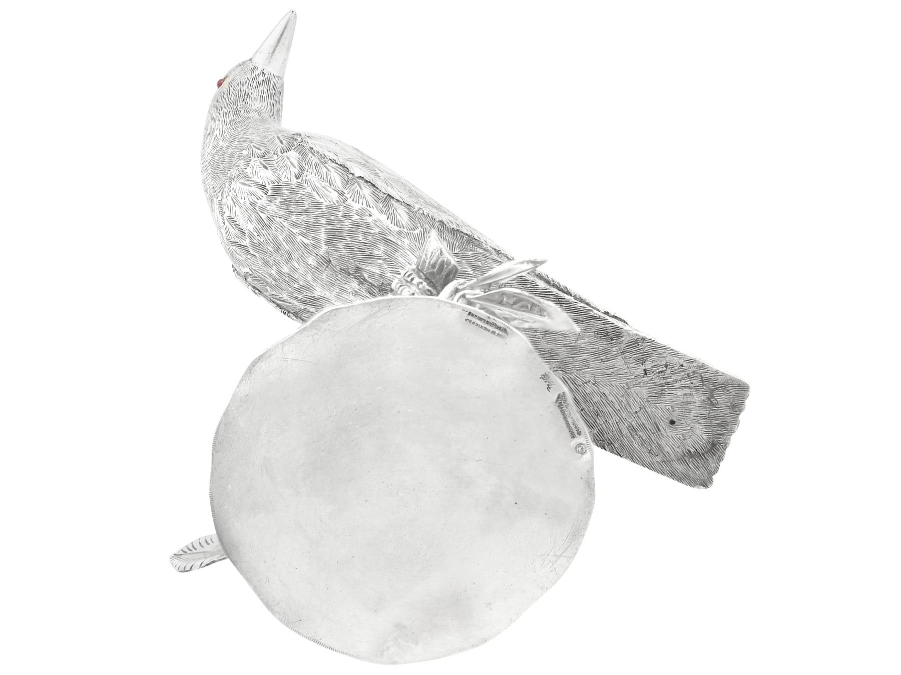 Vintage Mexican Sterling Silver Bird Table Ornament For Sale 2