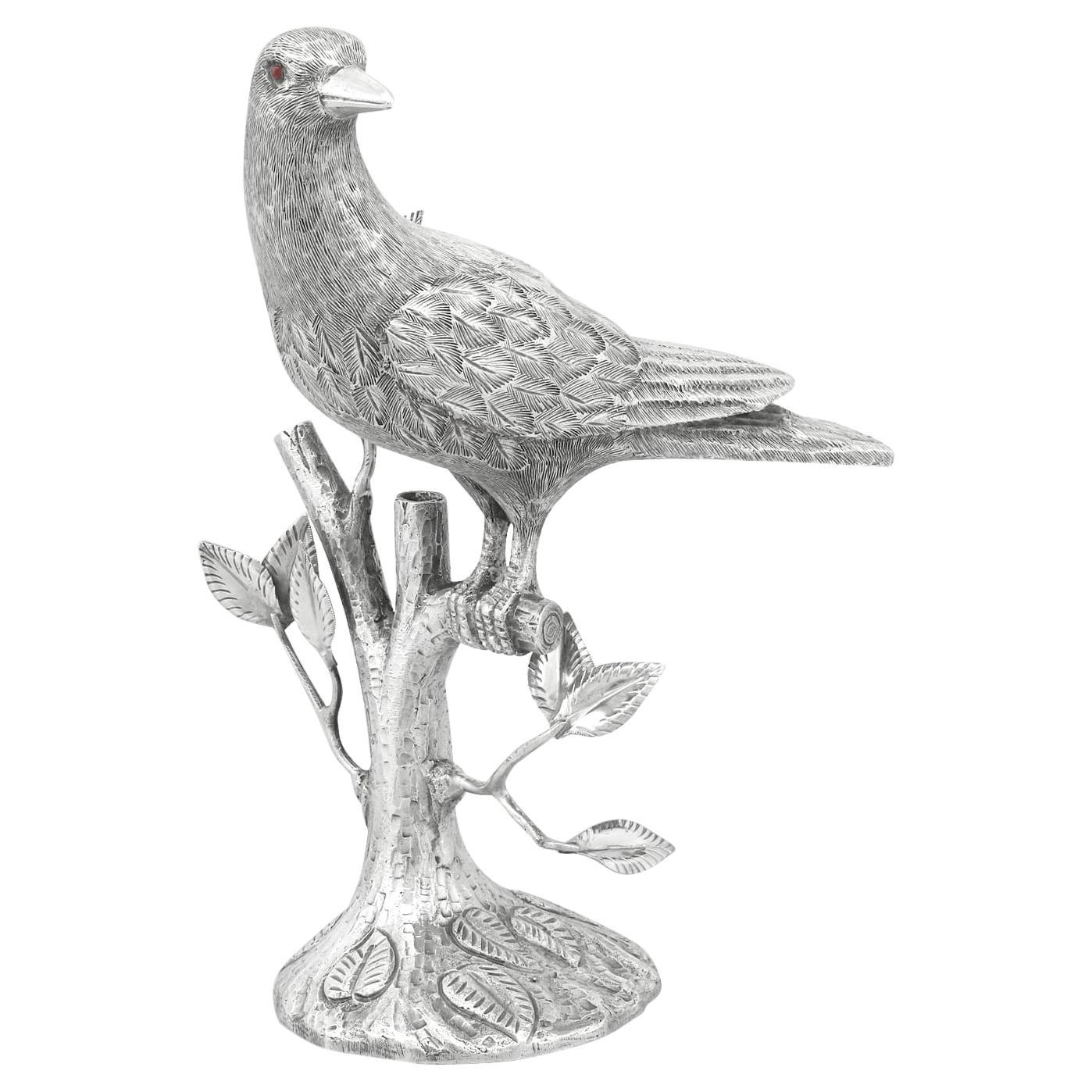 Ornement de table mexicain vintage avec oiseaux en argent sterling