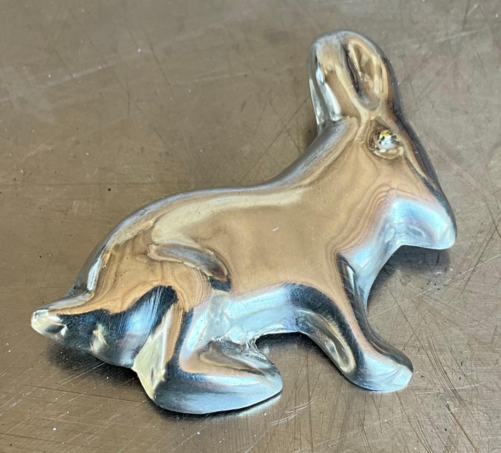 Vintage Mexican Sterling Silver Bunny Rabbit Brooch In Good Condition For Sale In Lake Worth Beach, FL