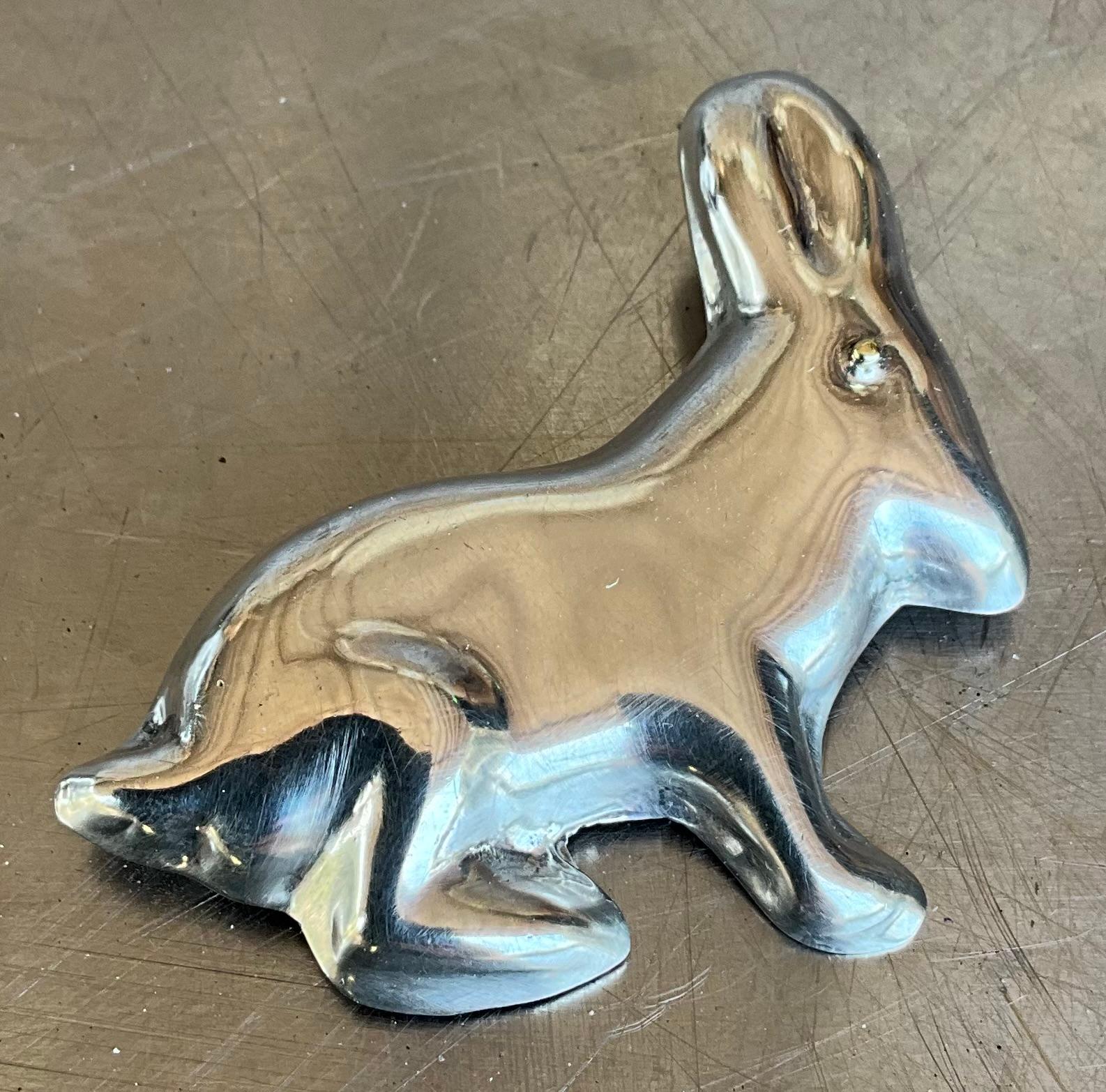 Women's or Men's Vintage Mexican Sterling Silver Bunny Rabbit Brooch For Sale