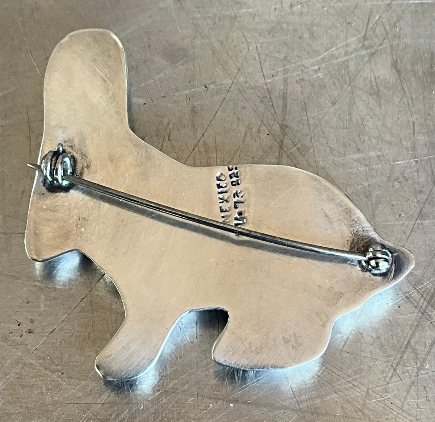 Vintage Mexican Sterling Silver Bunny Rabbit Brooch For Sale 5