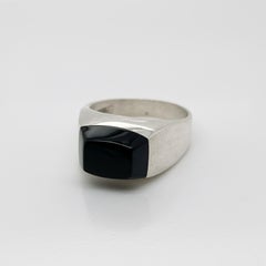 Vintage Mexican Sterling Silver & Onyx Signet Ring