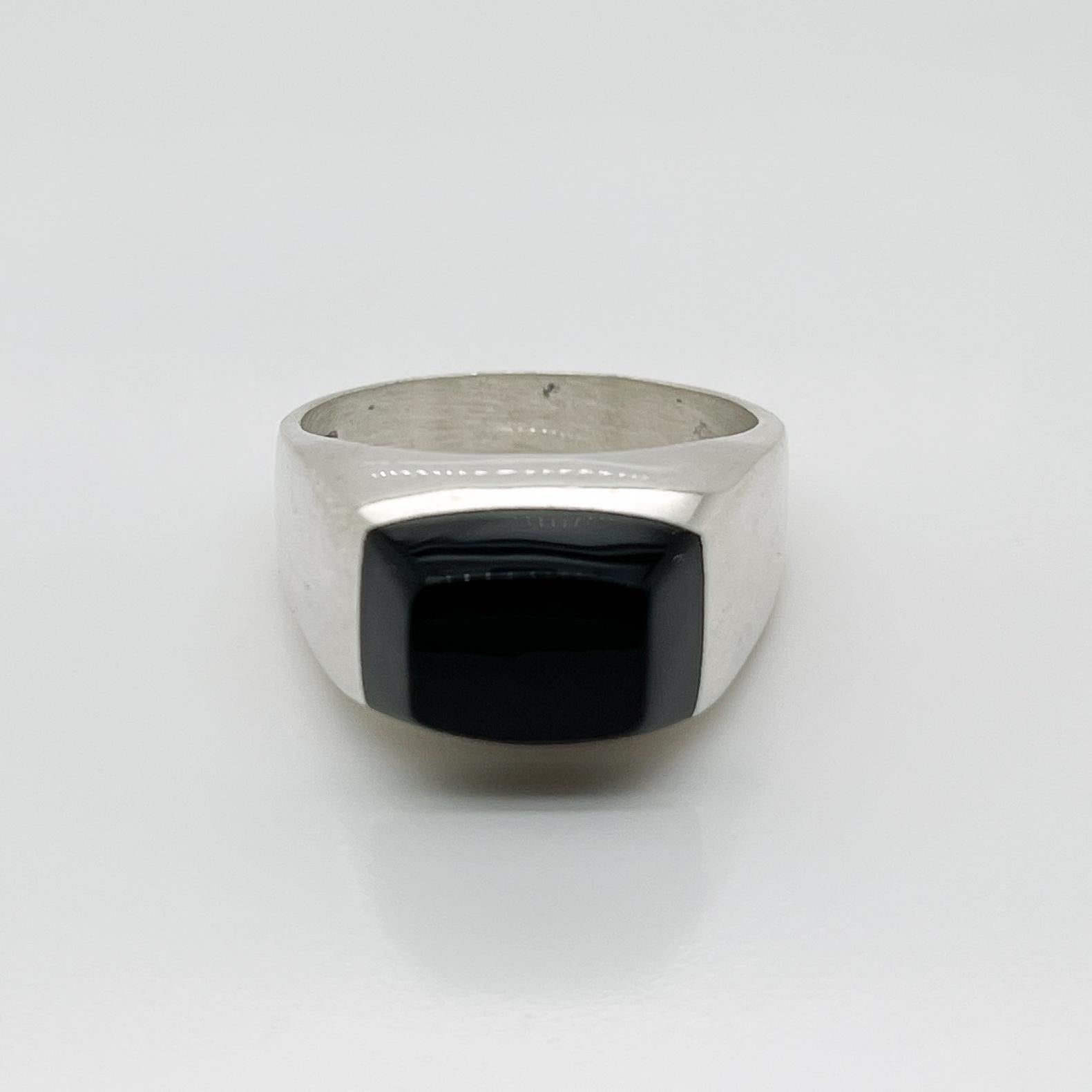 onyx silver signet ring