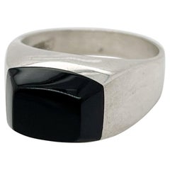 Vintage Mexican Sterling Silver & Onyx Signet Ring