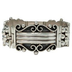 Vintage Mexican Sterling Silver Panel Bracelet
