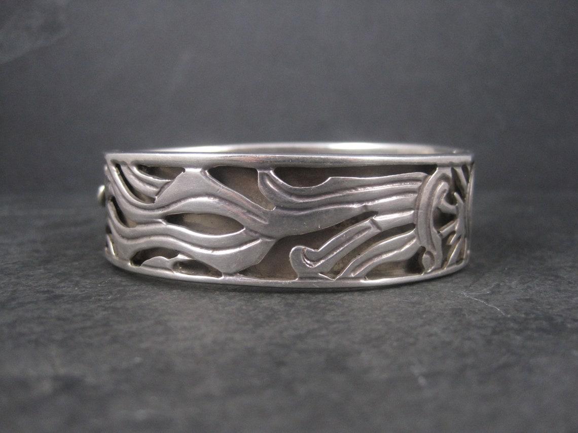 Vintage Mexican Sterling Sun Bangle Bracelet 6.75 Inches For Sale 6